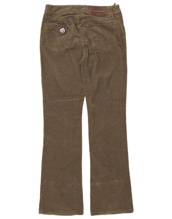 EMPORIO ARMANI Pantaloni da donna in velluto a coste bootcut W29 L31 cotone kaki