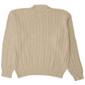 Maglione maglione girocollo da uomo vintage in cotone bianco sporco medio