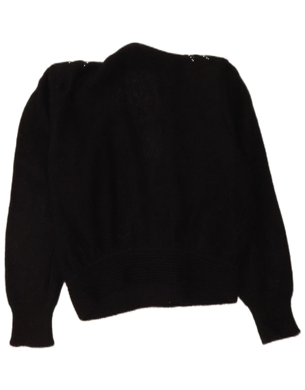 Maglione cardigan vintage da donna IT 48 XL Nero