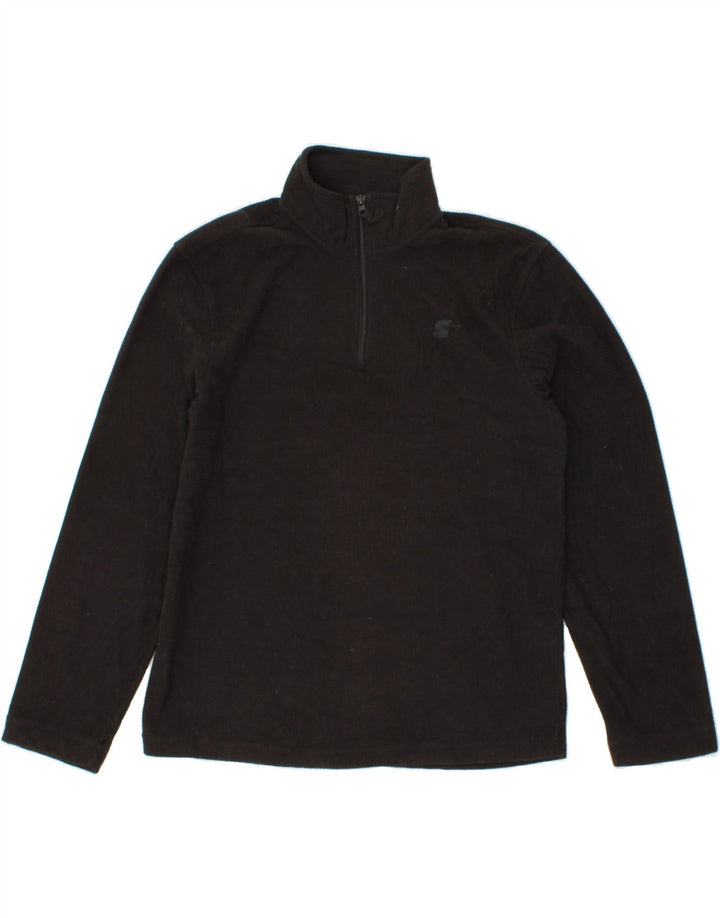 STARTER Mens Zip Neck Fleece Jumper UK 34/36 Small Black Polyester Vintage Starter and Second-Hand Starter from Messina Hembry 