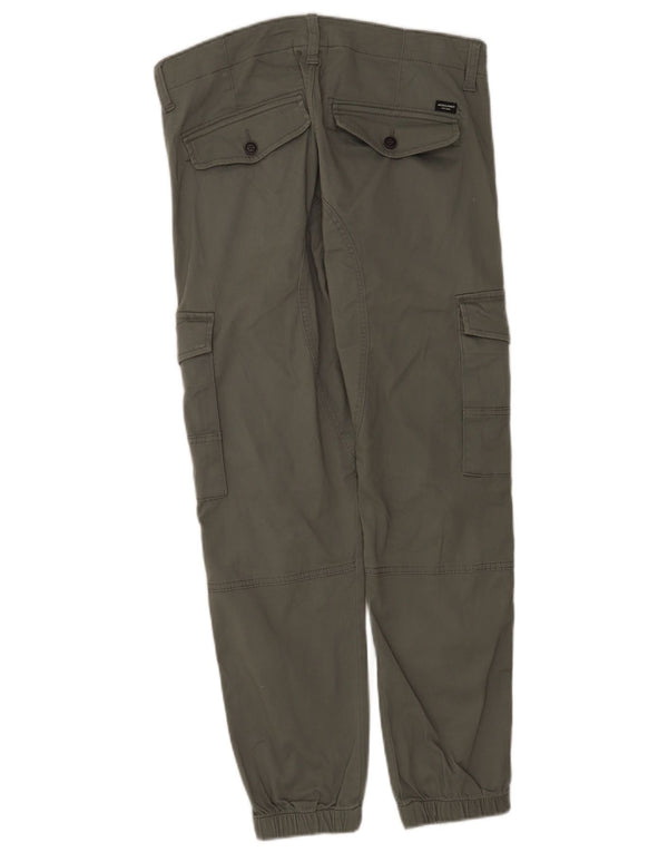 Jack & Jones Mens Tapered Cargo Trousers W31 L30 Khaki Cotton