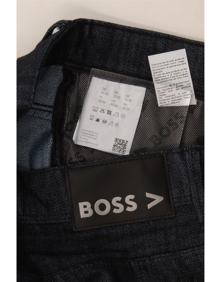 Jeans dritti da uomo HUGO BOSS W32 L32 in cotone blu navy
