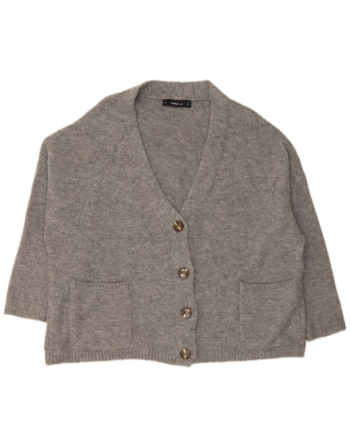 Maglione cardigan oversize da donna Zara UK 10 piccolo acrilico grigio