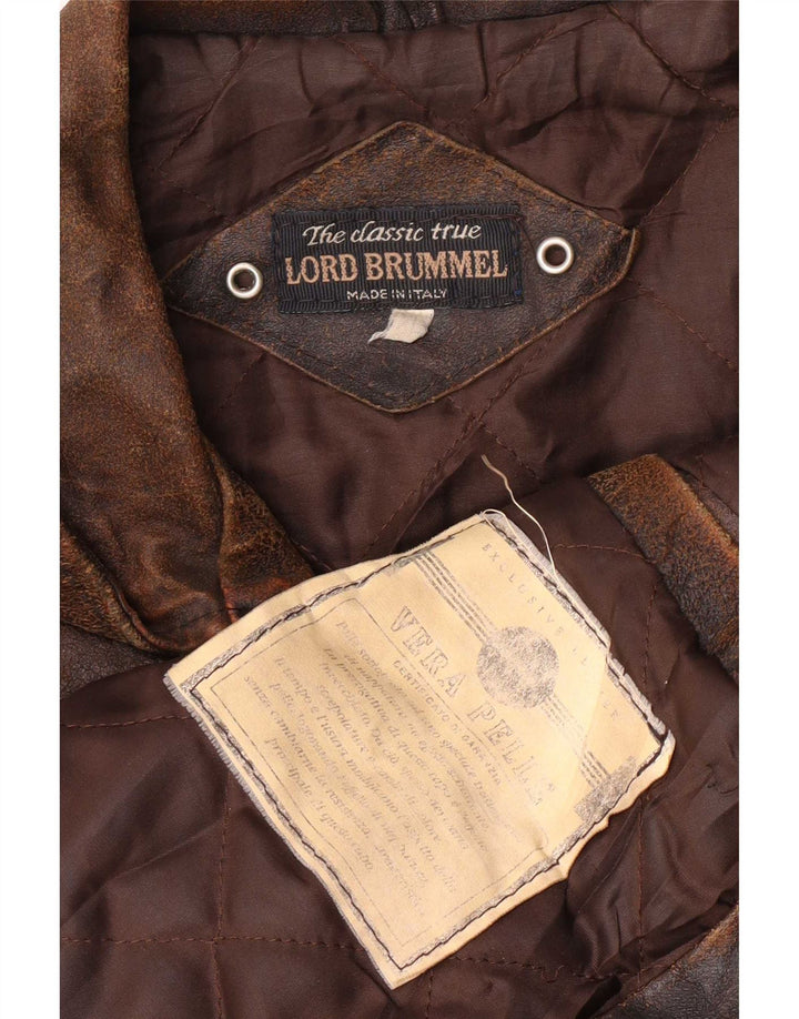 Giacca in pelle vintage da uomo UK 42 XL Marrone