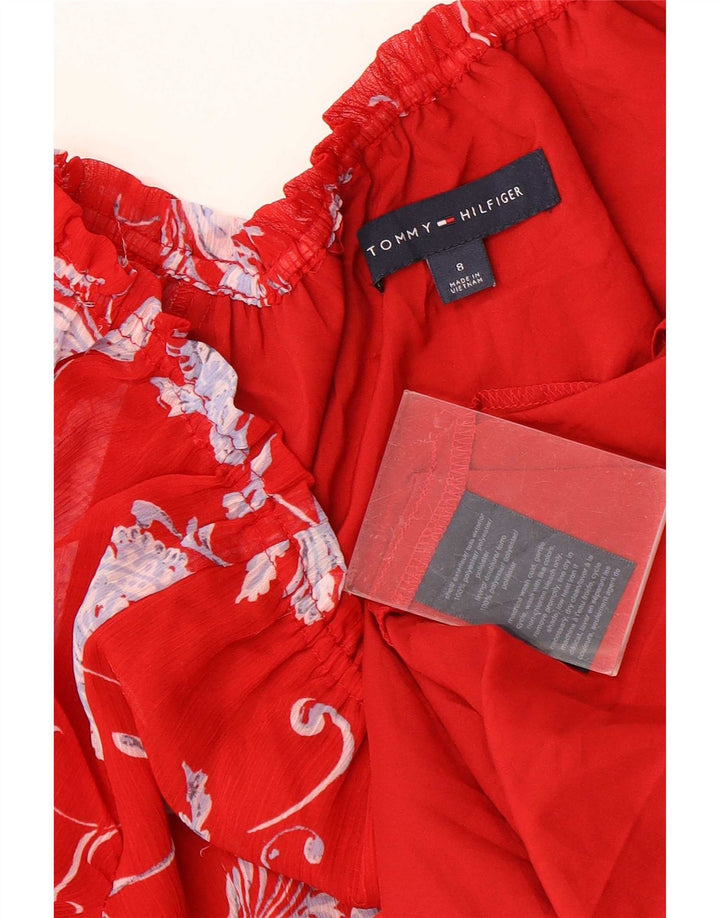 Abito asimmetrico da donna Tommy Hilfiger US 8 rosso medio floreale