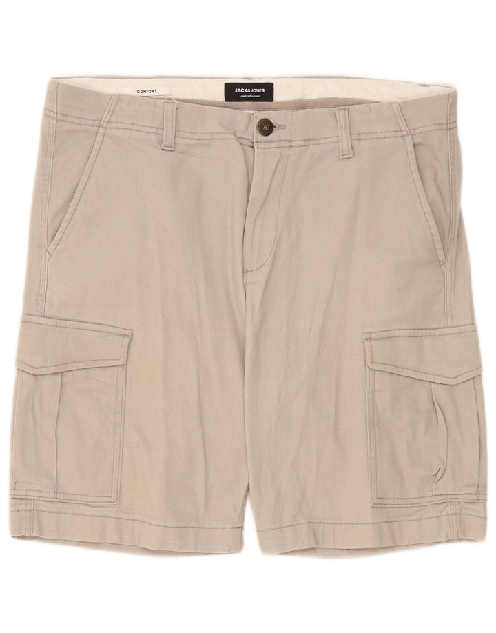 Pantaloncini cargo da uomo Jack & Jones W36 grandi in cotone grigio