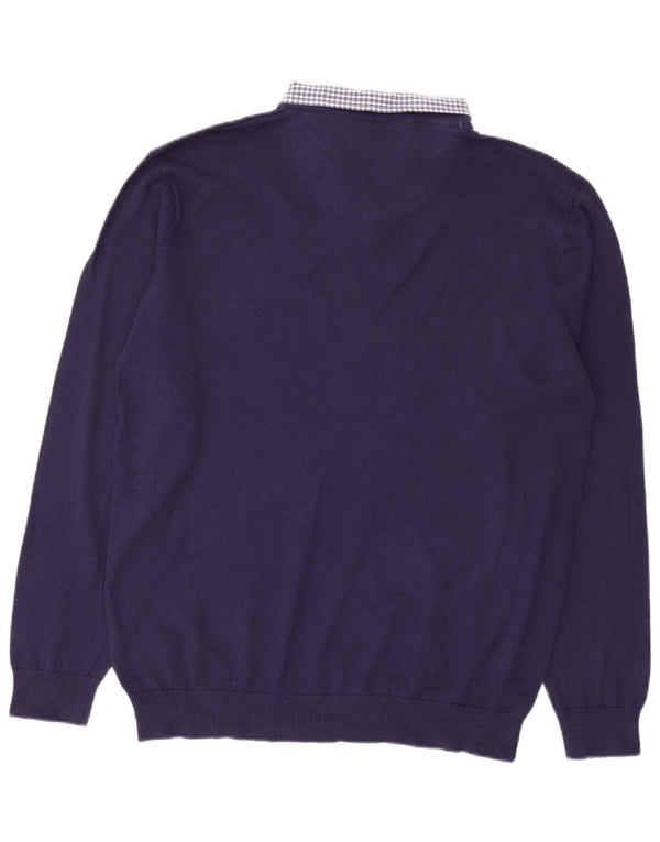 Maglione da uomo con scollo a V Pierre Cardin XL in cotone blu navy