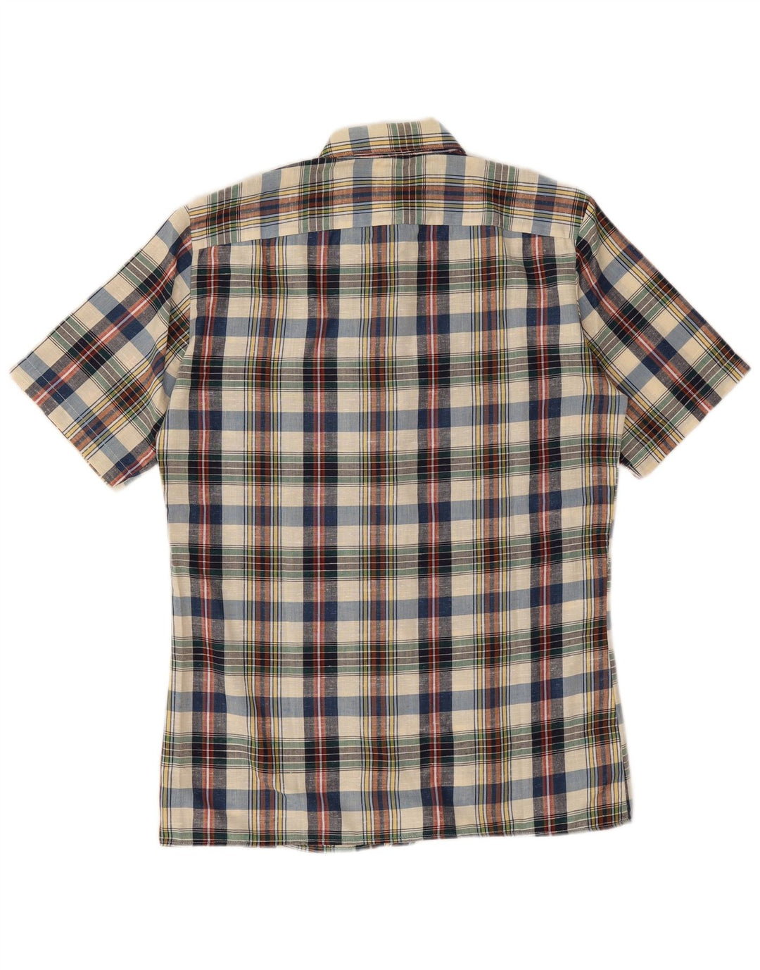 Camicia vintage da uomo a maniche corte scozzese medio multicolore