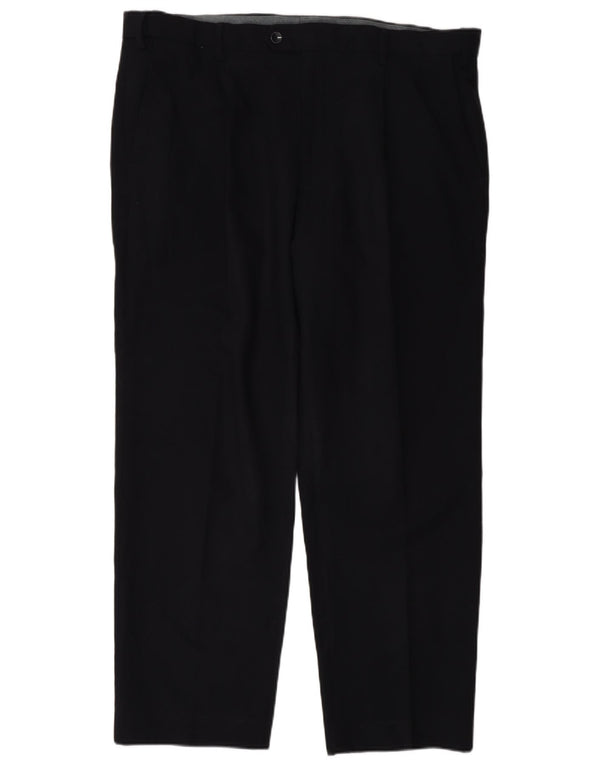 Pantaloni da abito regolari da uomo Marks & Spencer W38 L29 poliestere blu navy