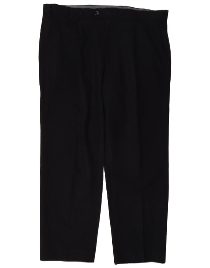 Pantaloni da abito regolari da uomo Marks & Spencer W38 L29 poliestere blu navy