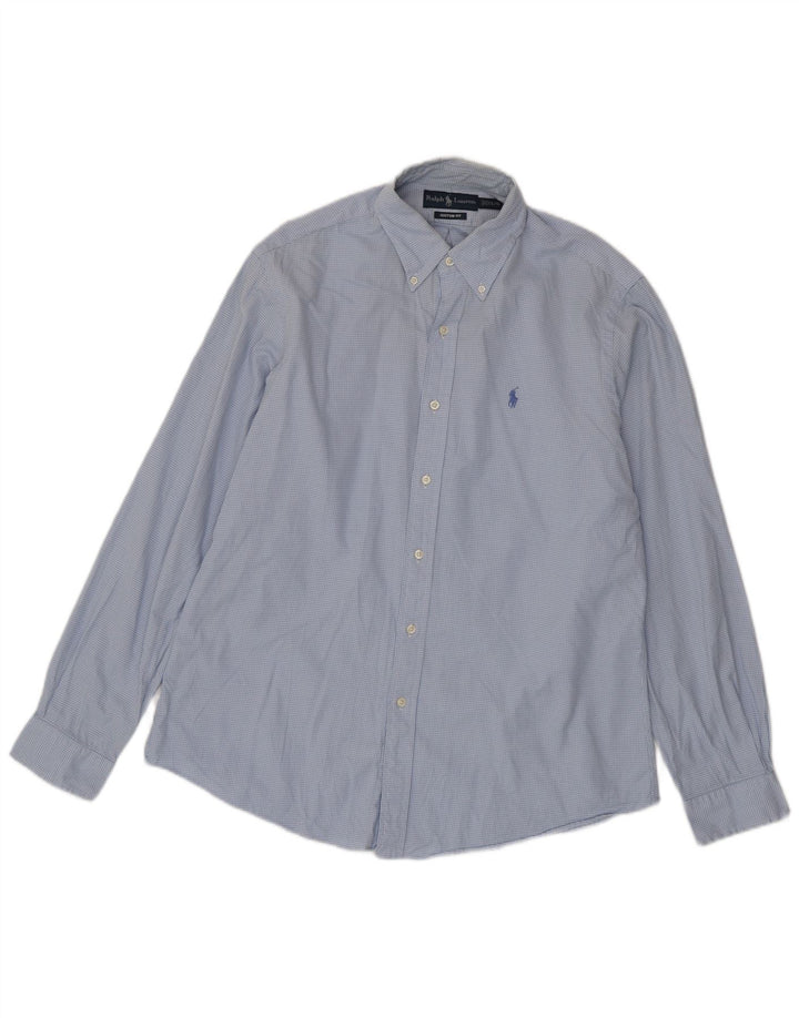 Camicia Ralph Lauren da uomo su misura, cotone a quadri blu grandi