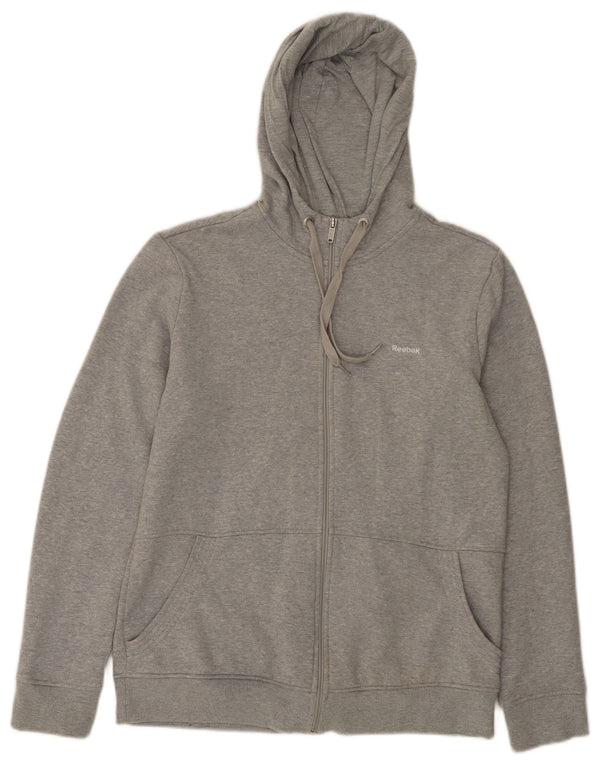 Felpa con cappuccio e zip Reebok da donna UK 16/18 Large Grey Flecked Cotton