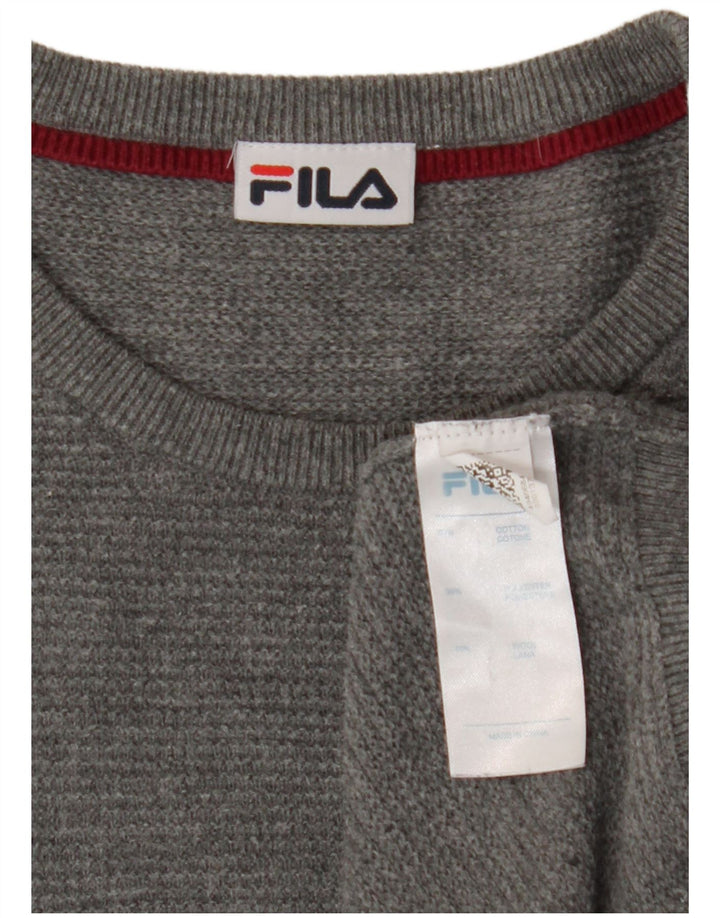 FILA Mens Crew Neck Jumper Sweater Medium Grey Cotton