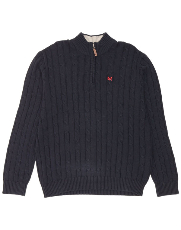 Crew Clothing Maglione da uomo con zip e collo 2XL in cotone blu navy