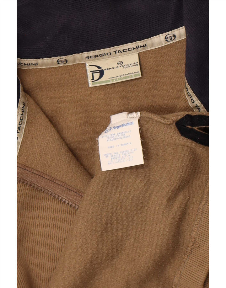 Felpa da uomo con collo con zip Sergio Tacchini, cotone beige medio