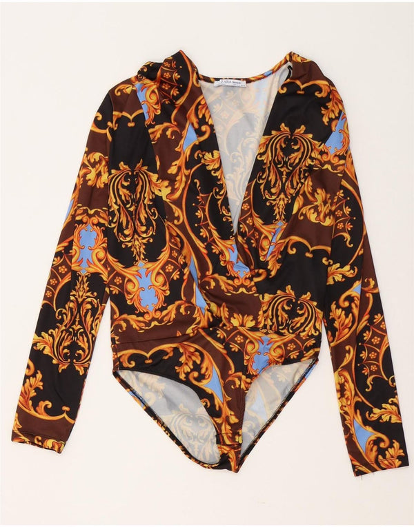 Body a maniche lunghe Zara Trafaluc da donna UK 10 piccolo Paisley multicolore