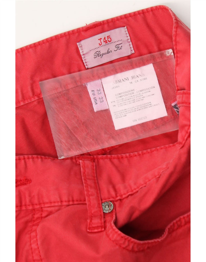 Jeans dritti vestibilità regolare da uomo Armani W33 L29 cotone rosso