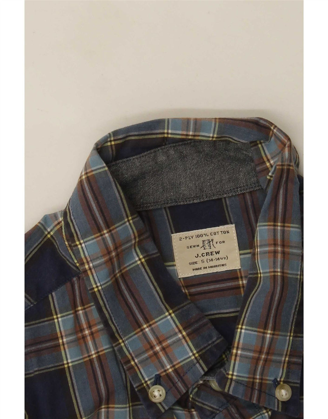 Camicia da uomo J. Crew taglia 14 1/2 piccolo cotone a quadri blu