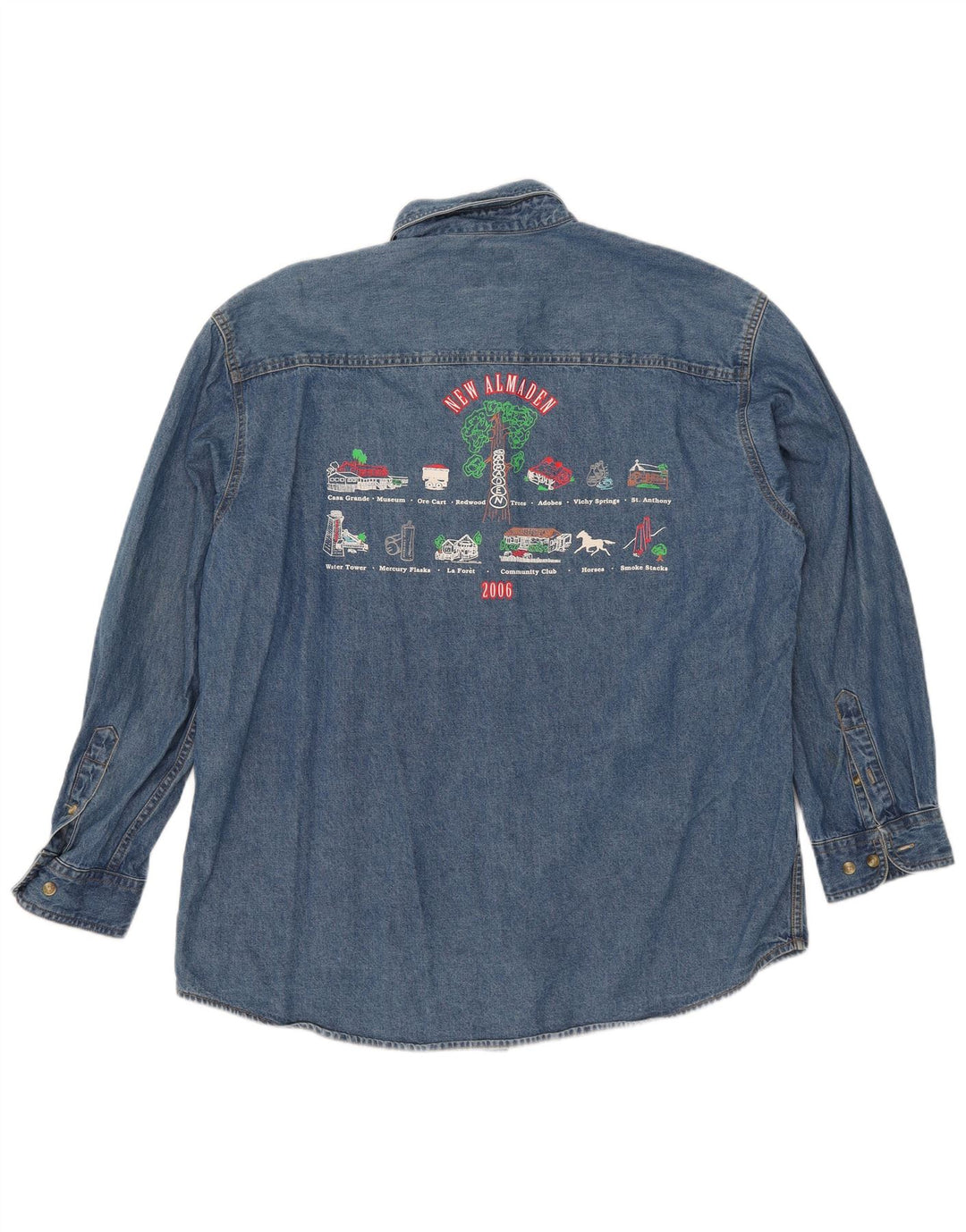 Camicia in denim grafico da uomo Lee grande in cotone blu