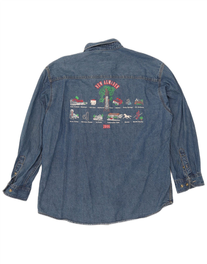 Camicia in denim grafico da uomo Lee grande in cotone blu