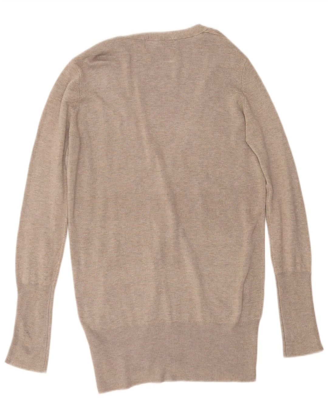 Maglione Cardigan Da Donna ZARA UK 14 Rayon Beige Medio