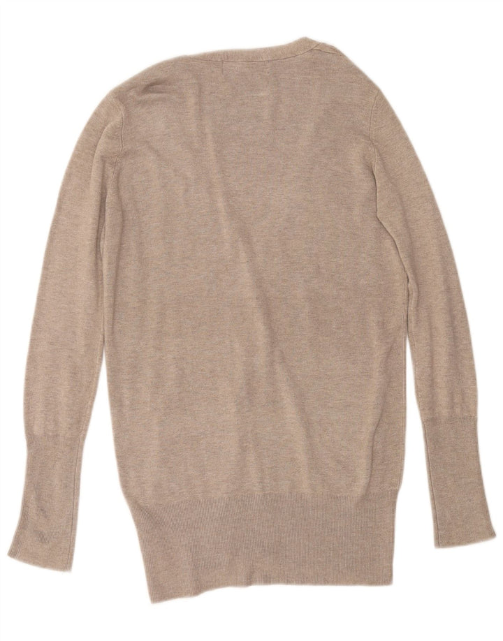 Maglione Cardigan Da Donna ZARA UK 14 Rayon Beige Medio
