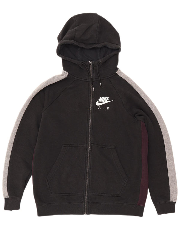 Felpa con cappuccio e zip da donna NIKE UK 14 cotone color block medio nero