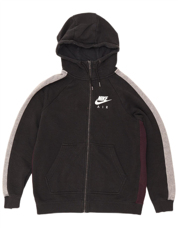Felpa con cappuccio e zip da donna NIKE UK 14 cotone color block medio nero