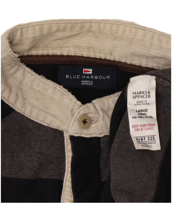 Marks & Spencer maglione da uomo con collo a polo blu Harbour grande grigio