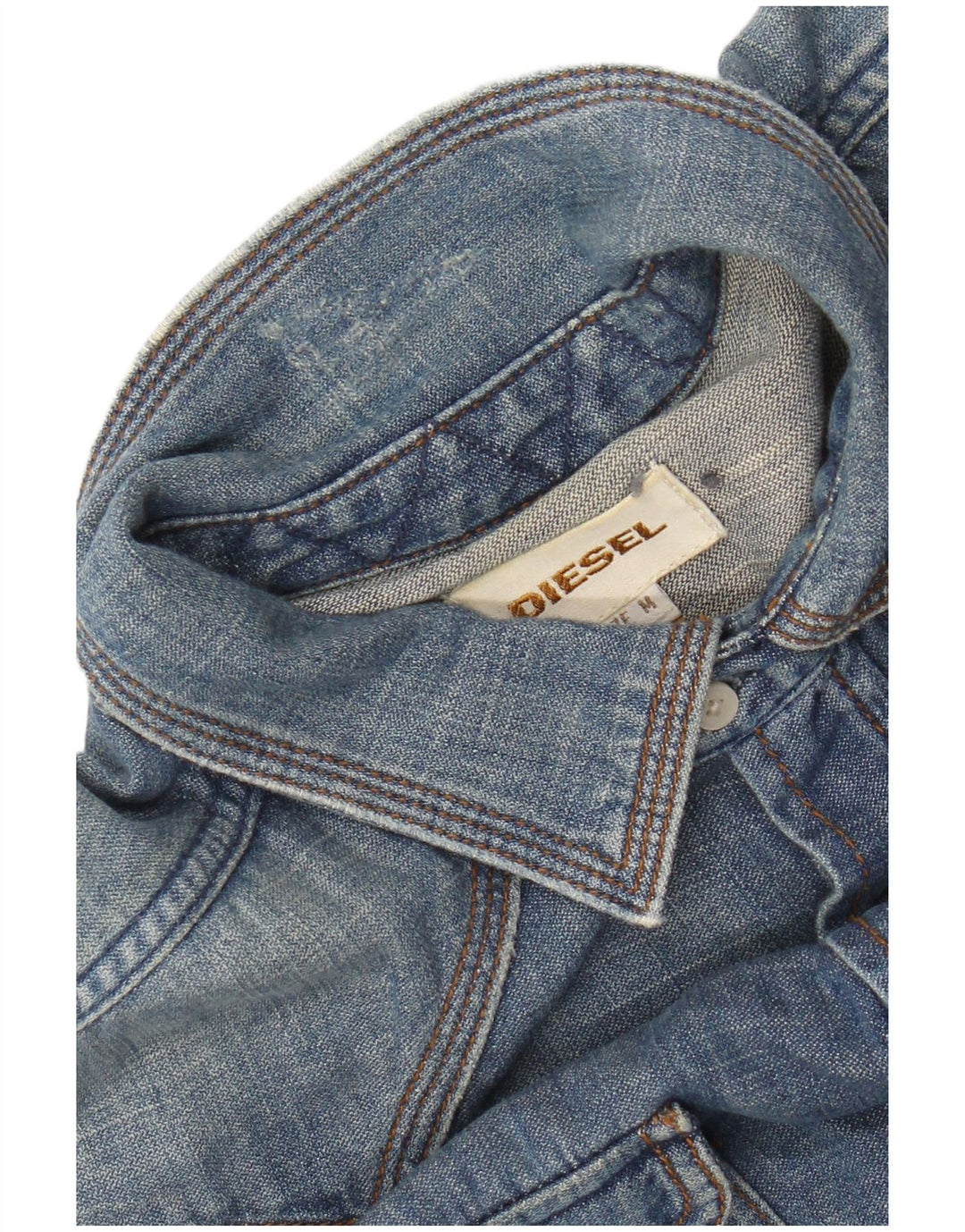 Camicia di jeans da uomo Diesel in cotone blu medio
