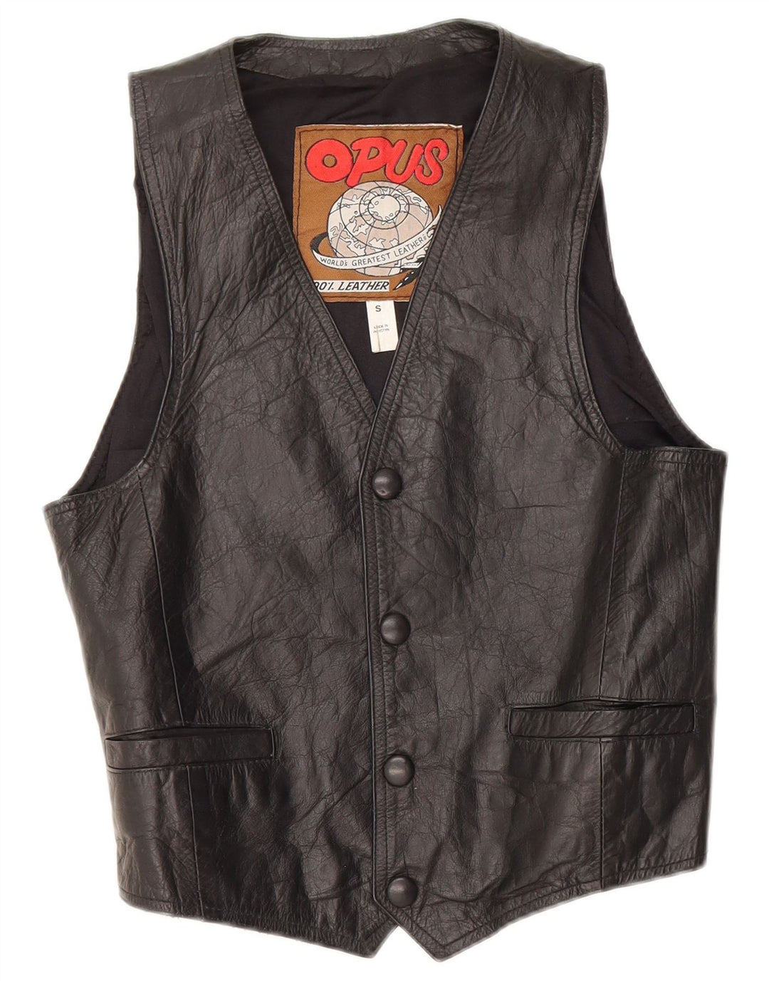 Gilet in pelle da uomo VINTAGE piccolo in pelle nera