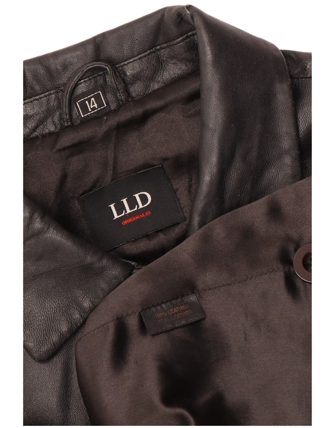 Giacca in pelle da donna LLD UK 14 grande pelle nera