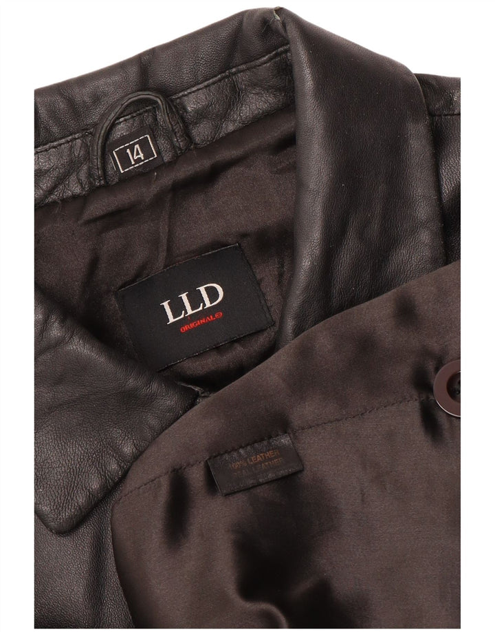 Giacca in pelle da donna LLD UK 14 grande pelle nera