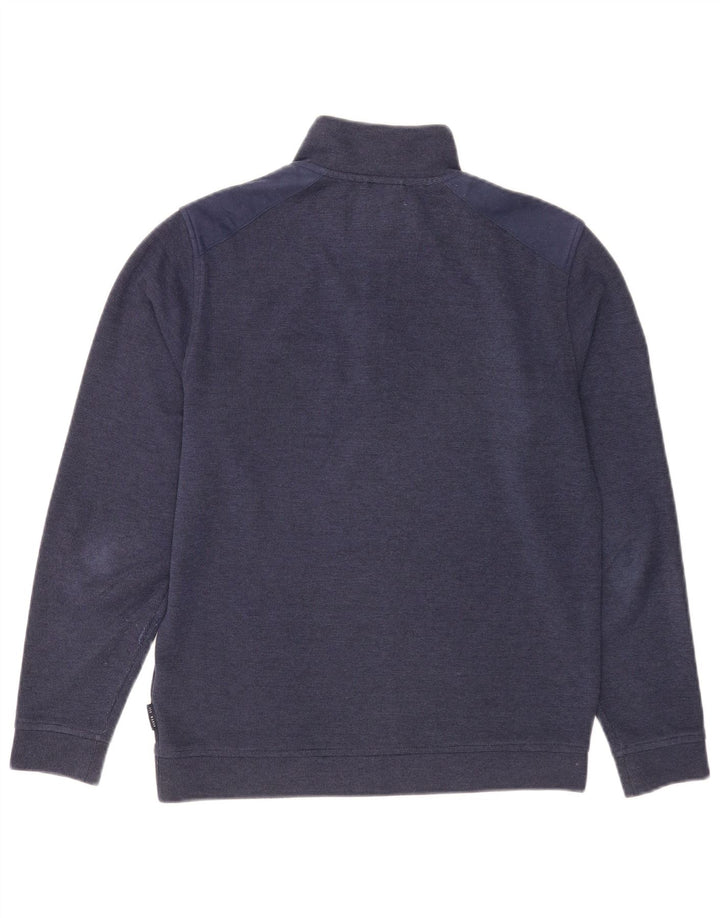 Felpa da uomo con collo con zip Ted Baker, taglia 2, piccola, in poliestere blu navy