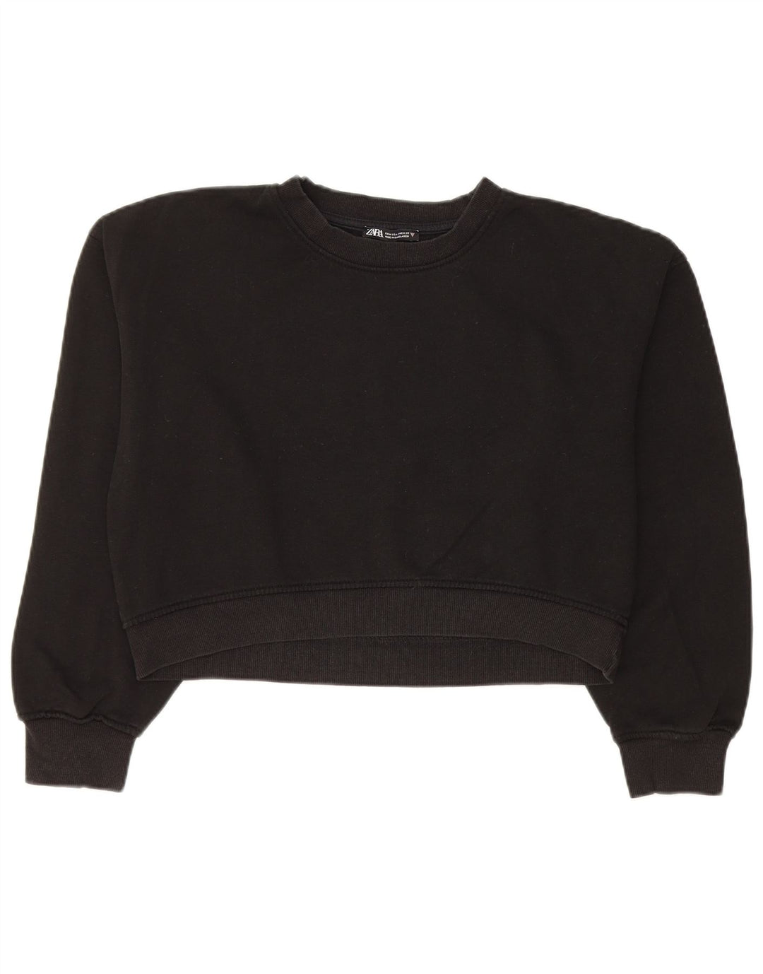 Felpa corta da donna Zara UK 14 cotone nero medio