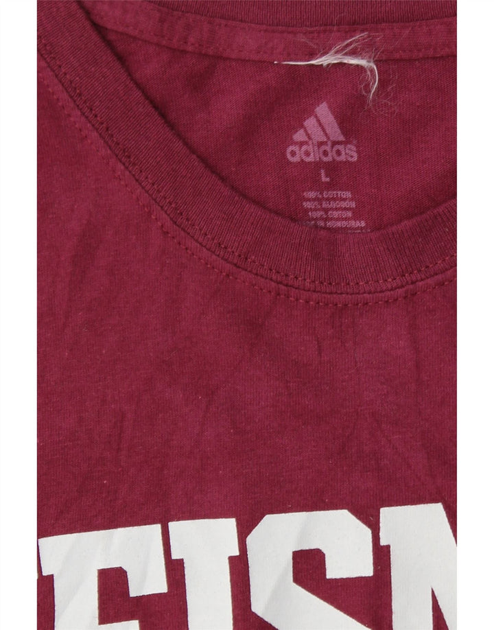 ADIDAS Mens Graphic T-Shirt Top Large Maroon Cotton Vintage Adidas and Second-Hand Adidas from Messina Hembry 