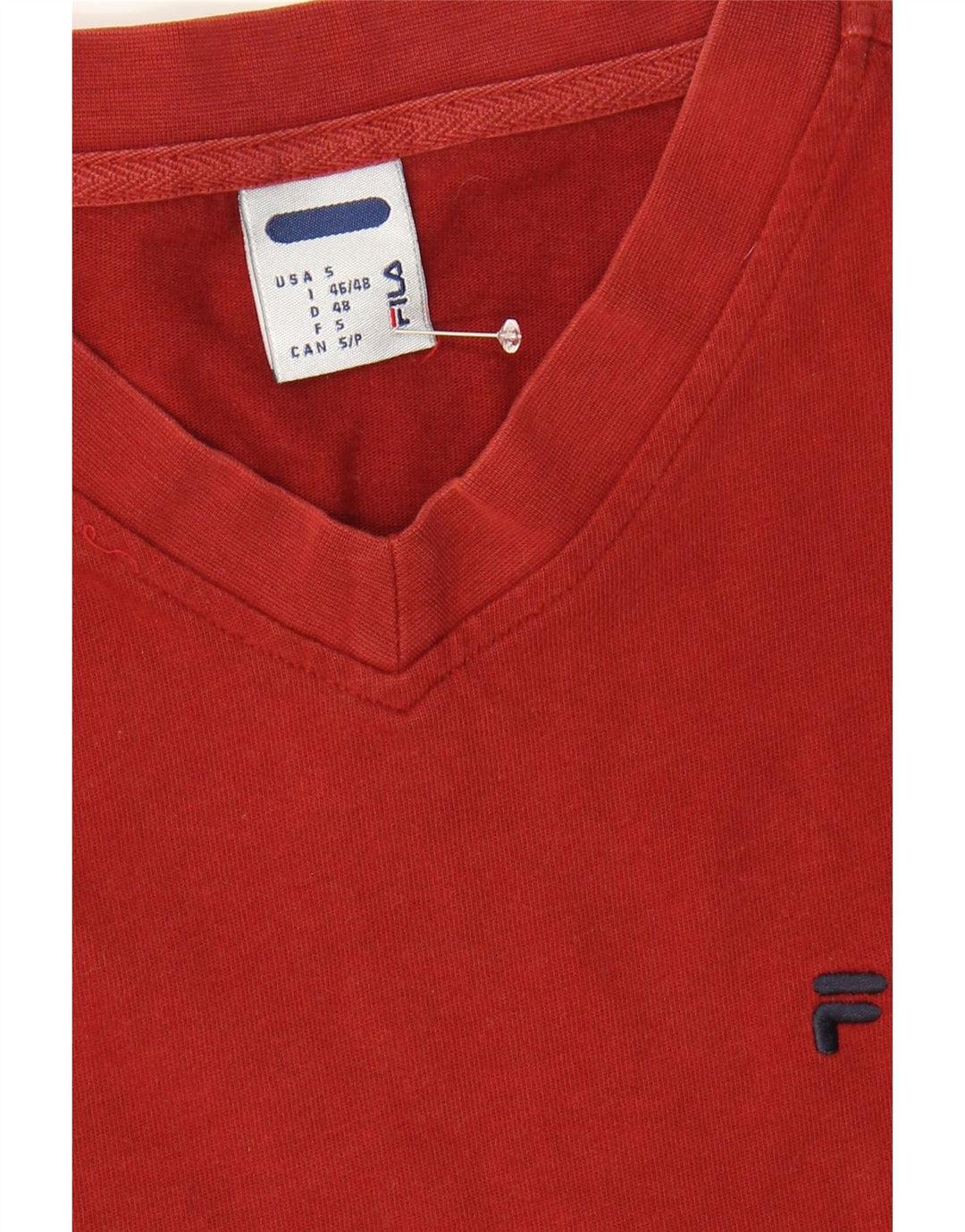 FILA Mens Oversized Top Long Sleeve Small Red Colourblock Cotton Vintage Fila and Second-Hand Fila from Messina Hembry 