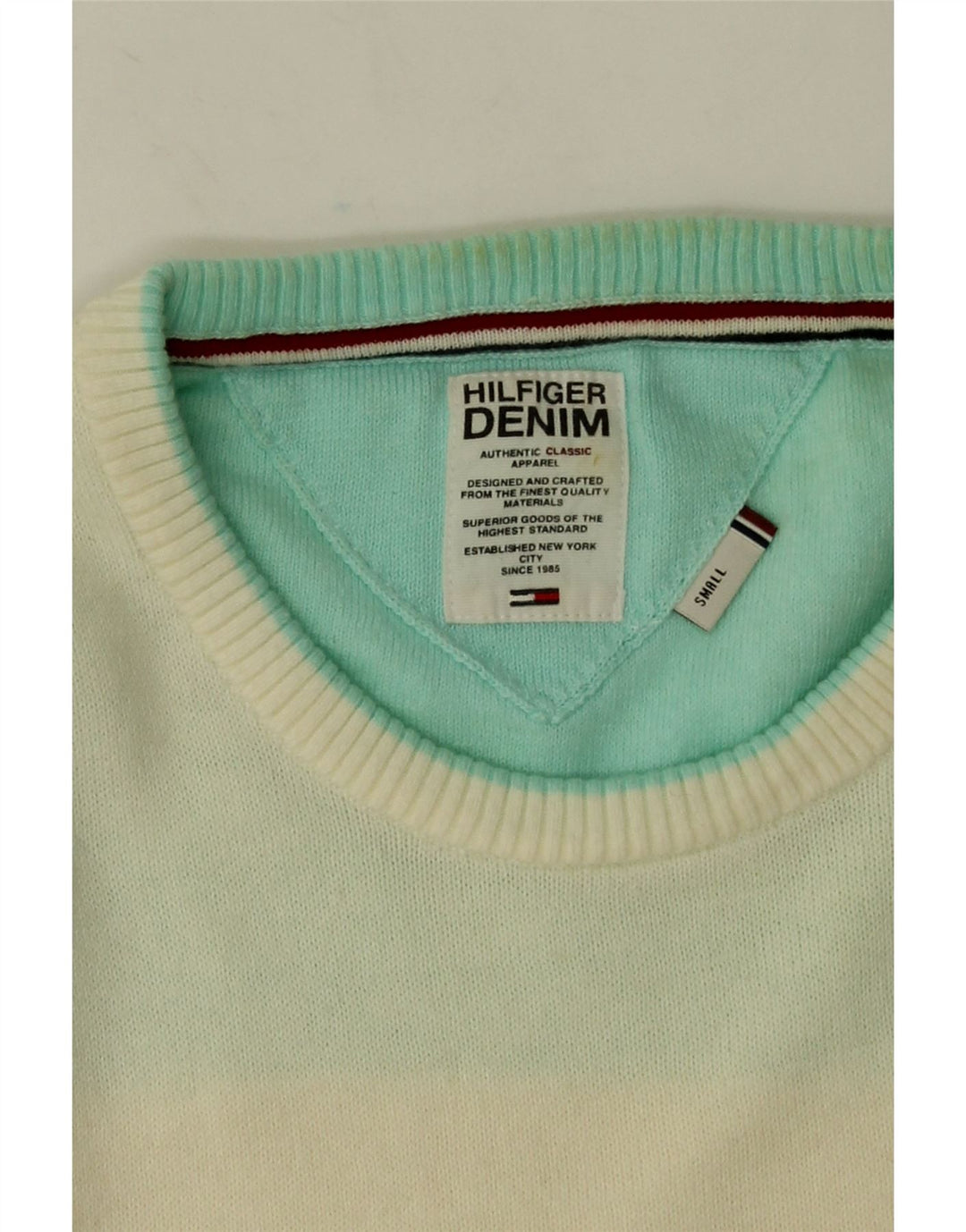 Maglione maglione girocollo da uomo Tommy Hilfiger piccolo in cotone bianco sporco