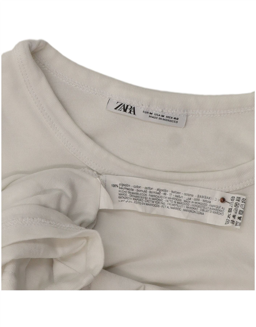 ZARA T-shirt Uomo Top Cotone Bianco Medio