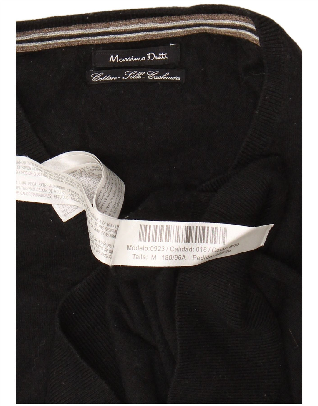MASSIMO DUTTI Maglione da donna con scollo a V UK 14 Cotone nero medio