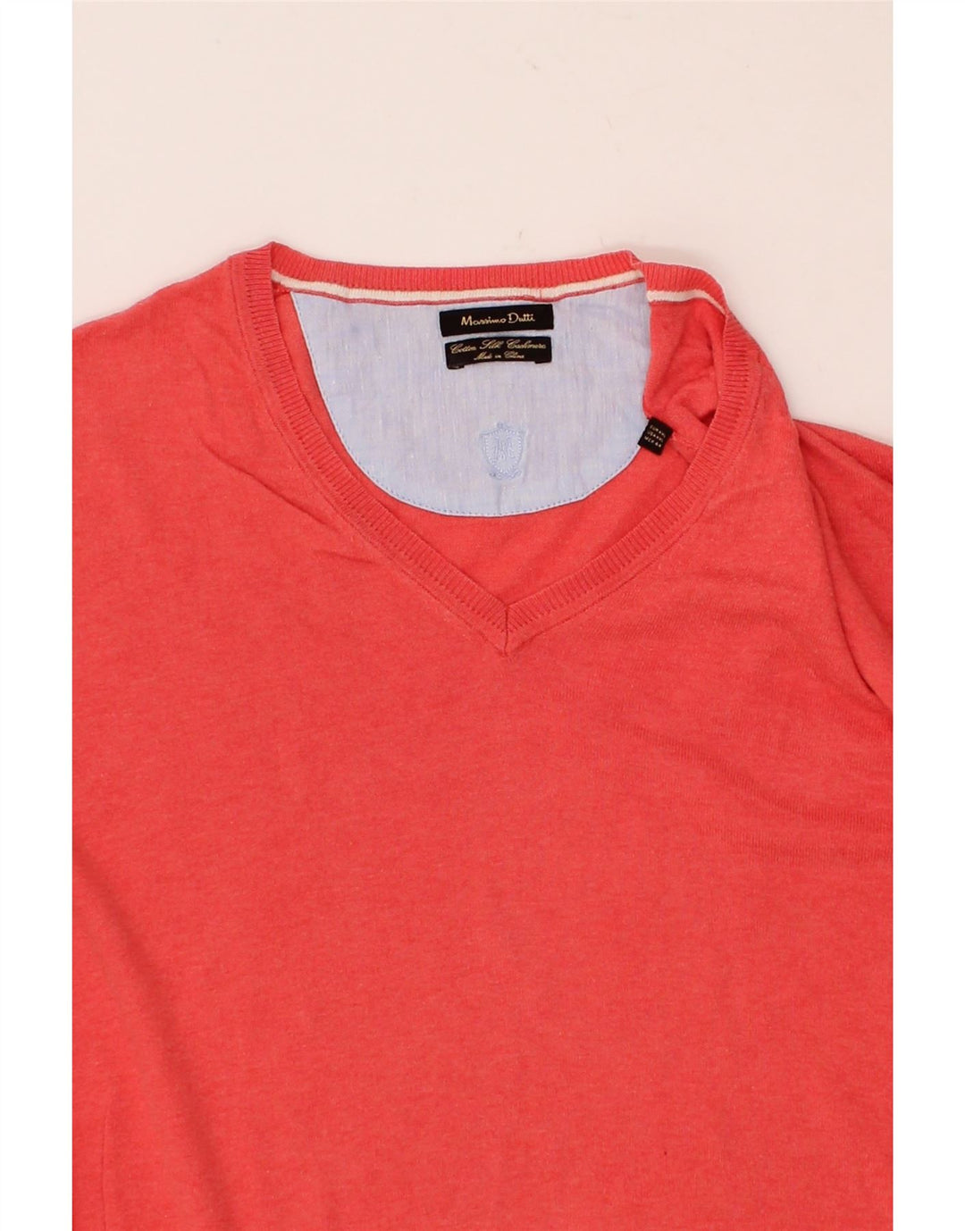 MASSIMO DUTTI Mens V-Neck Jumper Sweater 2XL Pink Cotton Vintage Massimo Dutti and Second-Hand Massimo Dutti from Messina Hembry 