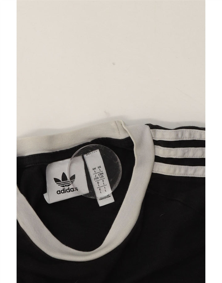 Top Adidas da uomo a maniche lunghe grande in cotone color block nero
