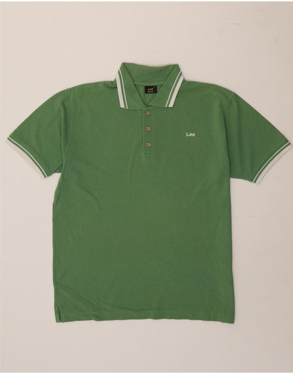 Polo da uomo Lee in cotone a righe grandi verdi