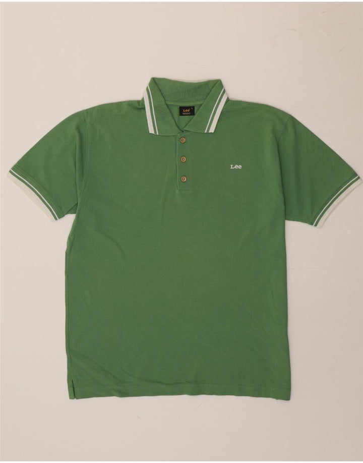 Polo da uomo Lee in cotone a righe grandi verdi