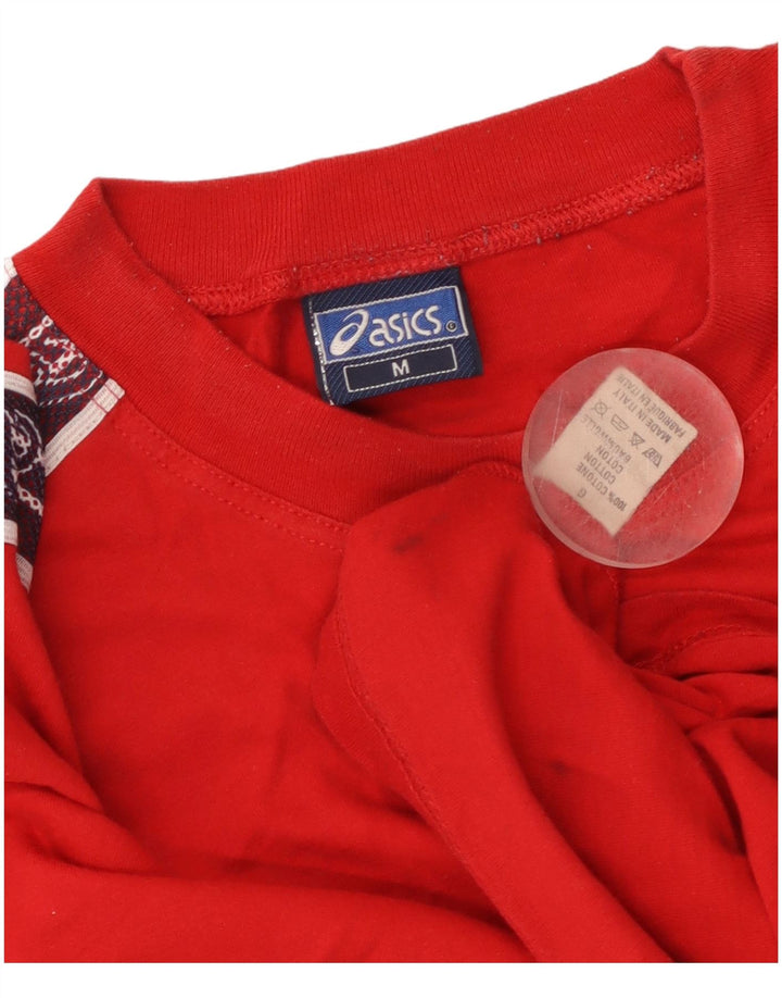 T-shirt grafica ASICS da uomo in cotone color block rosso medio