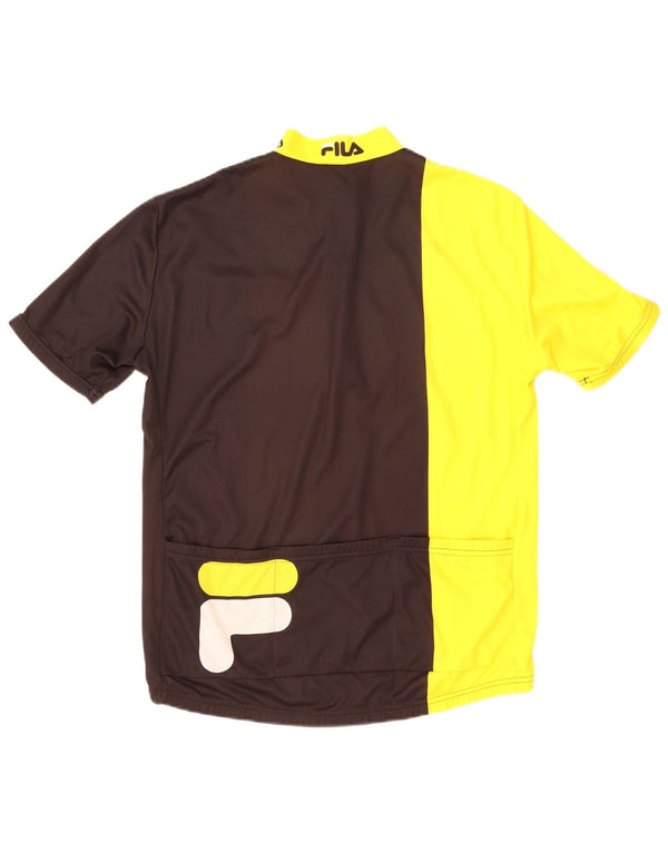 Fila da uomo con grafica e collo con zip, pullover, tuta da ginnastica, grande, colore giallo