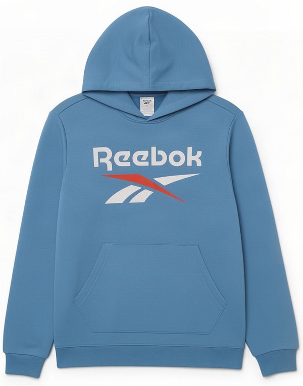 Reebok Maglia con cappuccio grafica da uomo grande in cotone blu