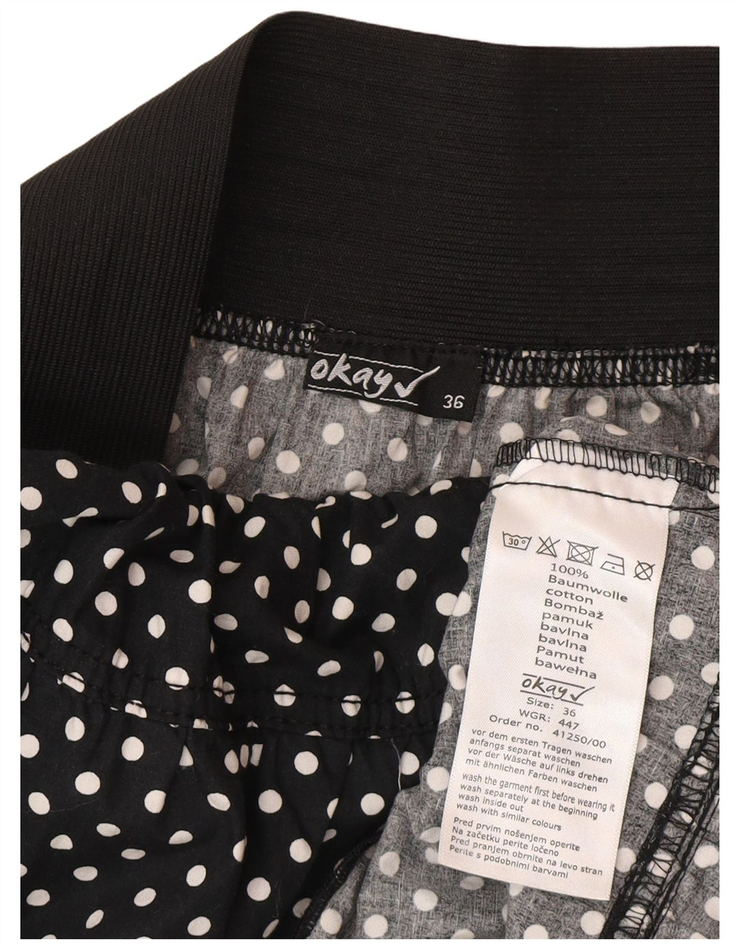 Okay Gonna a trapezio regolare da donna EU 36 piccola W25 cotone nero a pois