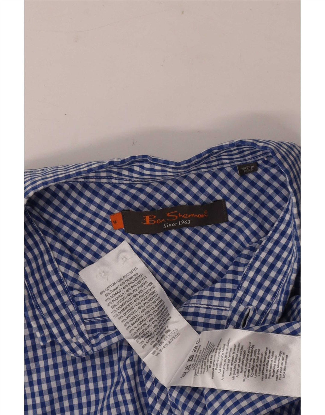 Camicia da uomo Ben Sherman in cotone a quadretti blu medio