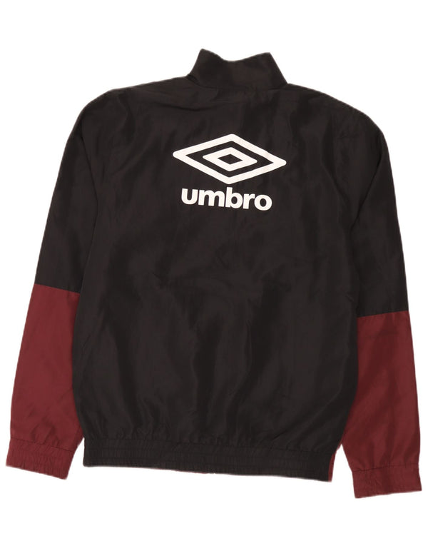 Giacca da ginnastica grafica da uomo Umbro, piccola, in poliestere a blocchi di colore marrone